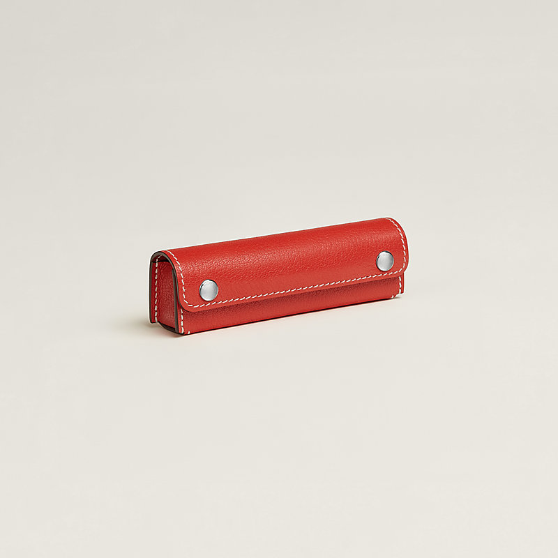 【5458】エルメス　ペンケース　グリーン×レッド 5458】エルメス ペンケース グリーン×レッド